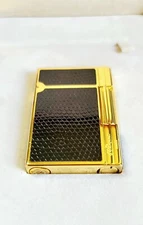 Genuine, Rare S.T. Dupont Gatsby Lighter in Black Lizard with Gold Trim