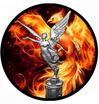 2023 Mexico Libertad Burning Phoenix Phoenix 1 oz colorized silver