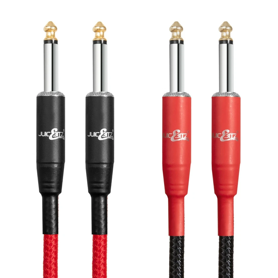 JuicEBitz® Braided Speaker Cable Mono Jack to Jack Lead 6.35mm 1/4" Head to Cab