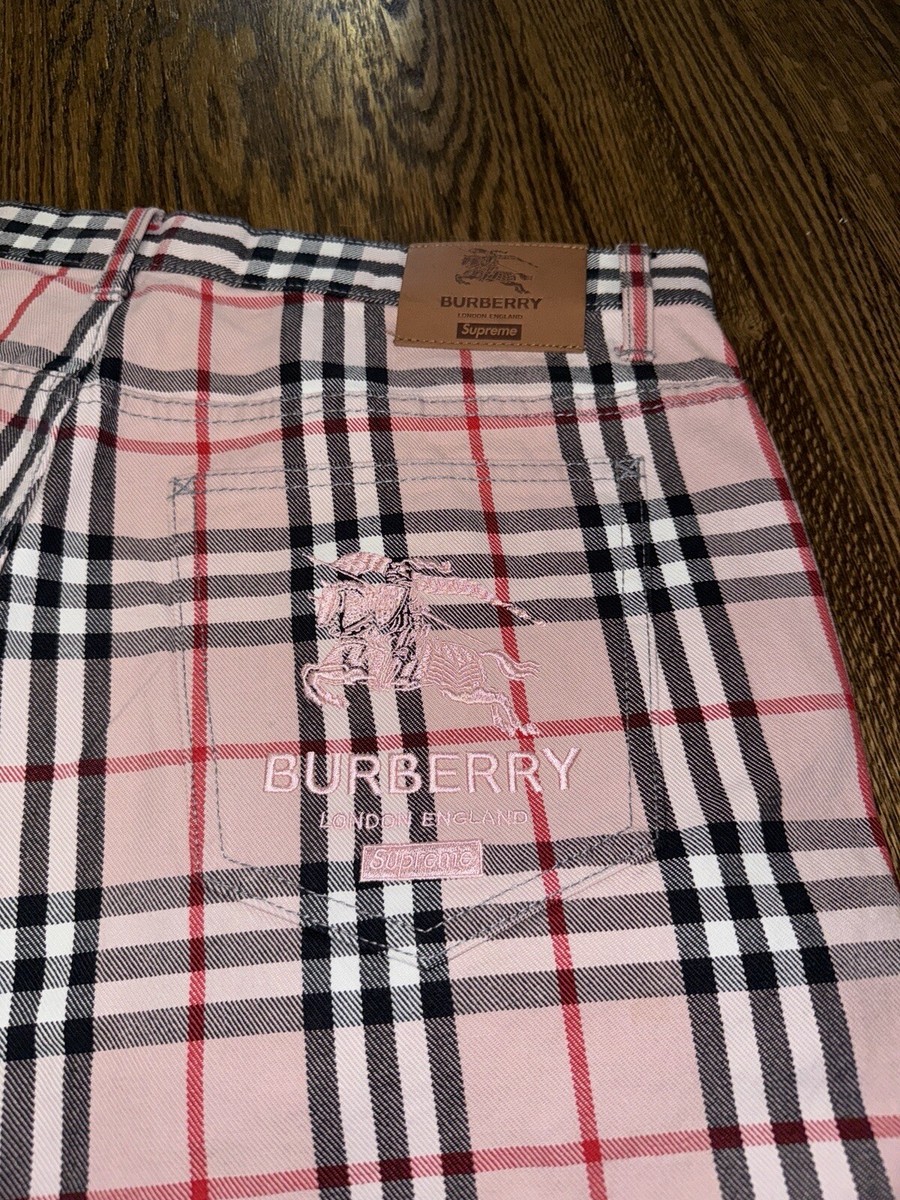Supreme Burberry Pink Plaid Denim Jean Short Size 34 SS22 | eBay