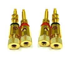 4X Gold threaded Speaker Wire Connector Banana Plug Jack Open End Pro Audio Home