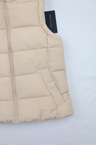 Tommy Hilfiger Puffer Vest Women’s Sz M Beige/Oyster Quilted Sleeveless Snap - Picture 6 of 15