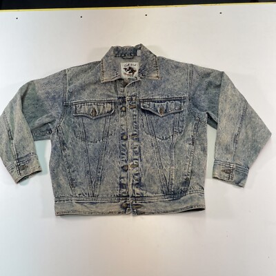 MASSTARD DenimJacket【DENNY】VINTAGE WASH Vintage Acid Wash Jean Jacket 80's East West Womens Medium Denim