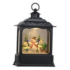 Musical Snow Globe Lantern with Timer, Lighted USB/Battery Operated Snowman