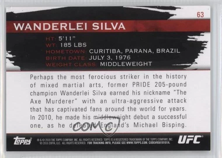 2010 Topps UFC Knockout Green /88 Wanderlei Silva #63 - Image 2 of 2