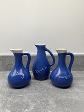 Vintage blue Devon ware posy / bud vase mini jugs / Ornaments