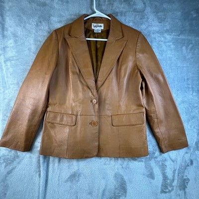 Vintage Bagatelle Leather Carmel Tan Jacket Ladies Size 12P Career Office Casual