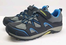Merrell Boys Trail Chaser Hiking Shoes Black Blue MK261971 Leather Hook Loop 7 W