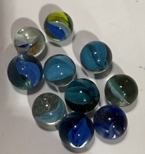 Vintage Blue Glass Marbles Blue Jay Ocean Tide Set of 10