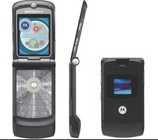 Motorola V3 Razr Black New Bluetooth Flip Phone Stylish Mobile Phone
