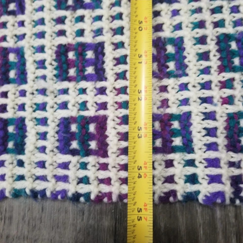 Manta afgana de colección hecha a mano con patrón de mosaico de ganchillo 71"x55” cuadrada de abuela Foto 3 de 4