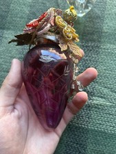 Katherine  s Collection Christmas Ornaments Blown Glass Etched Glass Vtg