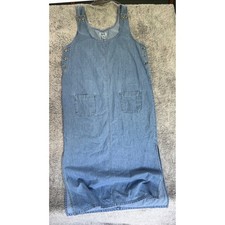 Sostanza Vtg Denim Maxi Overall Jumper Dress Lg Light Wash Cotton Button Side