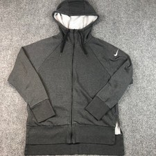 Nike Dri Fit Charcoal Gray Zip Up Hoodie Athletic Performance Size S
