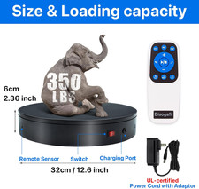360 Rotating Platform, 12.6 Inch /32Cm Motorized Electric Turntable, 350Lbs C...
