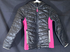 Faded Glory Girls Black Pink Hooded Puffer Full Zip Jacket w/ Pockets 6-6X 409