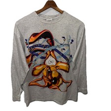 Vintage 90s Looney Tunes Long Sleeve T Shirt 1996 Wile E Coyote Roadrunner Sz L