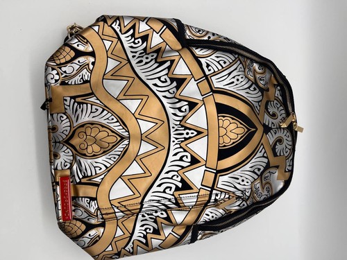 Sprayground DLX Backpack Gold Silver Chain Print Bag