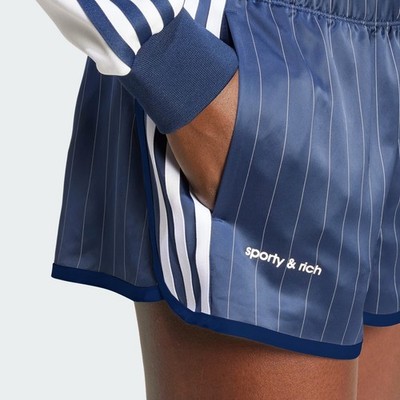 adidas x Sporty & Rich Track Short Navy/White | eBay