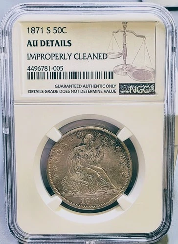 1871-S 50C Seated Liberty Half Dollar - NGC AU Details
