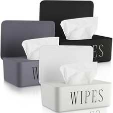 3 Pack Baby Wipes Dispenser Holder Wipe Container for Bathroom with Lid Toile...
