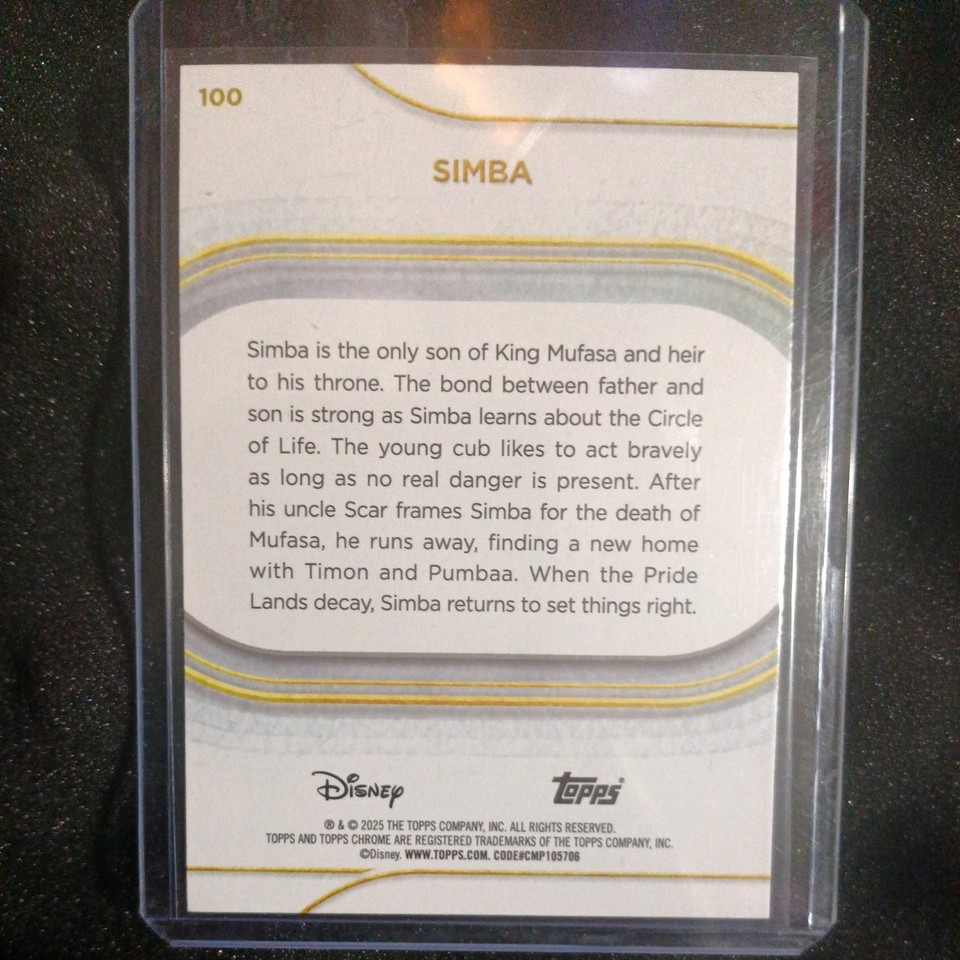 2025 Topps Chrome Disney Yellow Mini Diamond Simba #100 | eBay