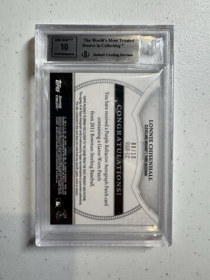 2011 Bowman Sterling Rookie relíquia autógrafo refratores roxos #RAR-LC - Imagem 2 de 2