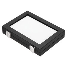 7.1x5.1x1.2 Inch Glass Top Gems Display Box Diamond Storage Boxes Black