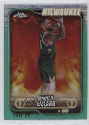 2024-25 Topps Chrome Aqua Refractor 34/199 Damian Lillard #2 uk2