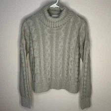 Olive + Oak Gray Cable Knit Heavy Turtleneck Sweater 100% Acrylic Women Large