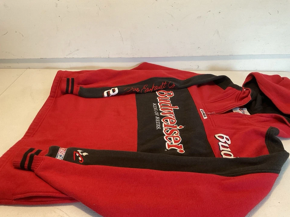 Sudadera con Capucha Vintage Chase Dale Earnhardt Jr. Budweiser Talla Grande Roja 1/4 Cremallera Nascar Foto 3 de 4