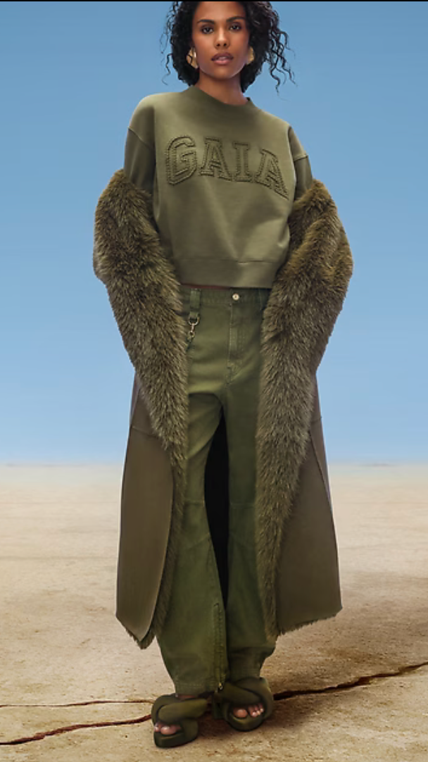 FLORENT ボアコート　オリーブグリーン NWT - Gap x Cult Gaia Olive Green Faux Suede Fur Vegan Coat