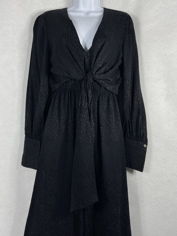 Mono Kate Spade Mujer 2 Negro Manga Larga Pierna Recta Brillante Estampado Leopardo Foto 2 de 4