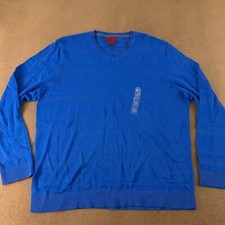 Alfani Men's Size XXL Blue Slim Fit Lightweight V Neck Pullover Sweater New
