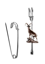 A54 Ibex COPPER Effect Emblem On A kilt pin Scarf Brooch 3" 7.5 cm