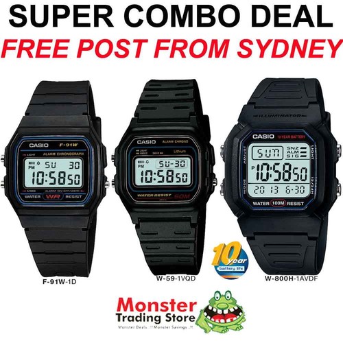 CASIO WATCH COMBO DEAL FREE POST FROM SYDNEY RETRO F-91W-1, W-59-1, W-800-1  | eBay