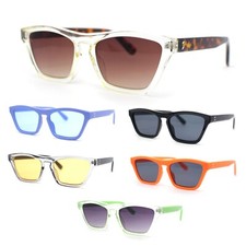 Womens Keyhole Bridge Cat Eye Horn Rim Hipster Sunglasses