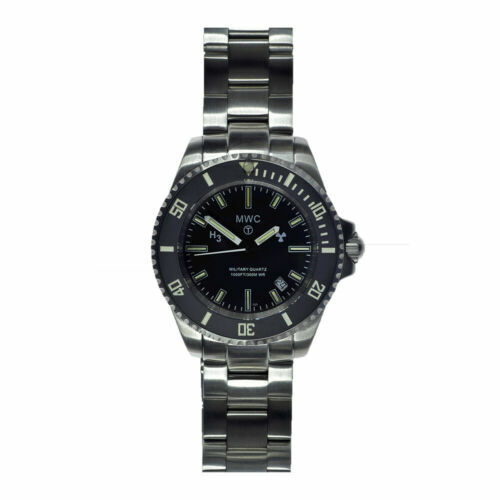 Montre Homme MWC GMT Dual Timezone - Acier Noir - Quartz Suisse - 300m Étanche - Boîte Livret - Neuf