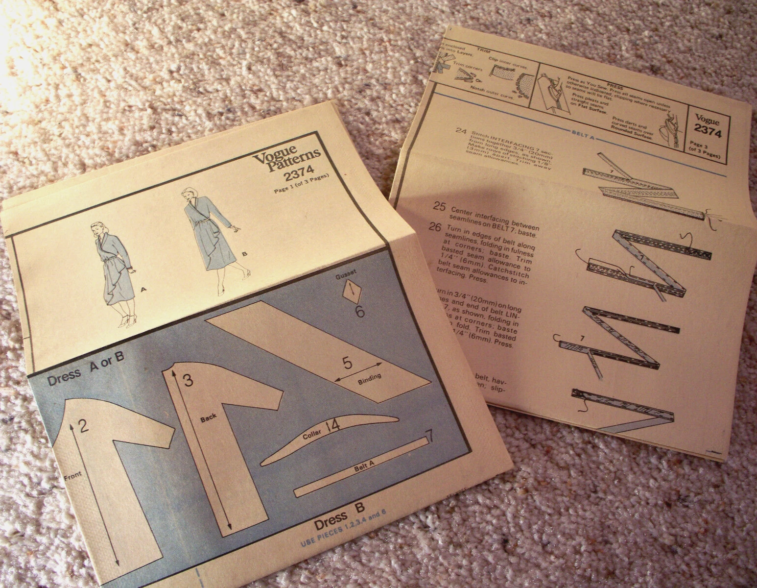 Gianni Versace ""Vogue"" Modello da cucito vintage #2374 taglia 10 due abiti