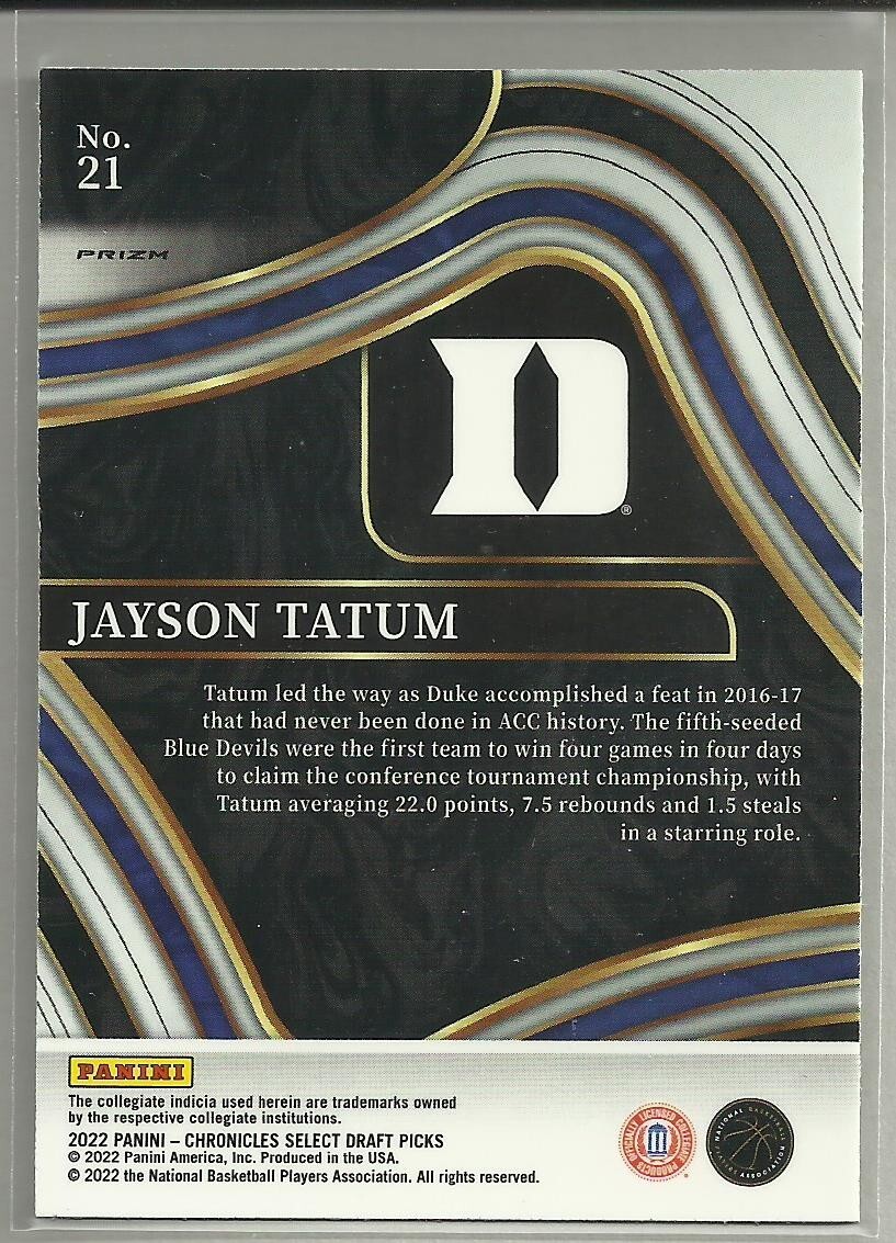 Jayson Tatum 2022-23 Panini Chronicles Select Draft SILVER