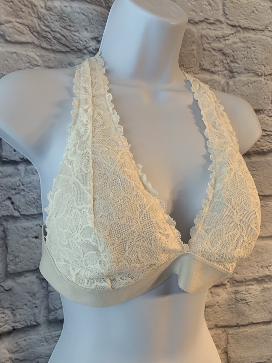 Victorias Secret PINK WhiteLace Wirefree Racerback Bralette Size