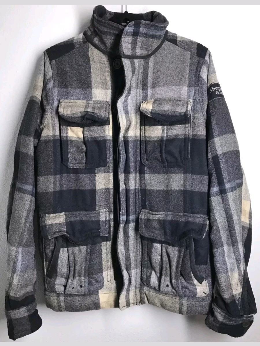 ABERCROMBIE FITCH UPPER HUDSON PLAID FIELD HUNTING JACKET Men's M WARM LINED
