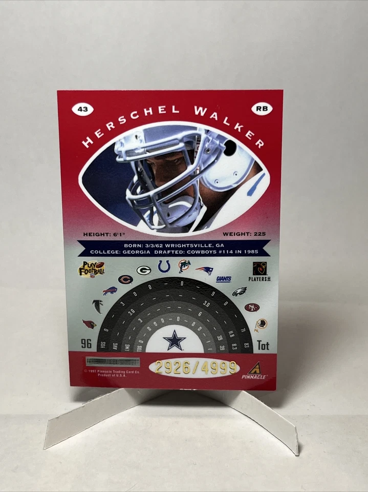 1997 Pinnacle Totally Certified Platinum Red Herschel Walker /4999 - Image 2 of 2