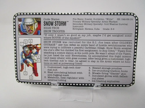 1993 Snowstorm G.I. JOE COBRA File Card Vintage Original