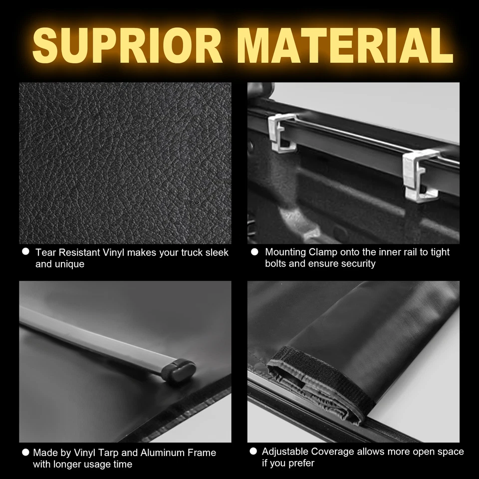 6FT Bed Truck Tonneau Cover For GMC S15 82-93 Chevrolet S10 Roll Up w/ Led Lamp Foto 4 de 4