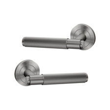 UAP Internal Door Handle Pair  Knurled Style on Round Rose -  Satin Chrome