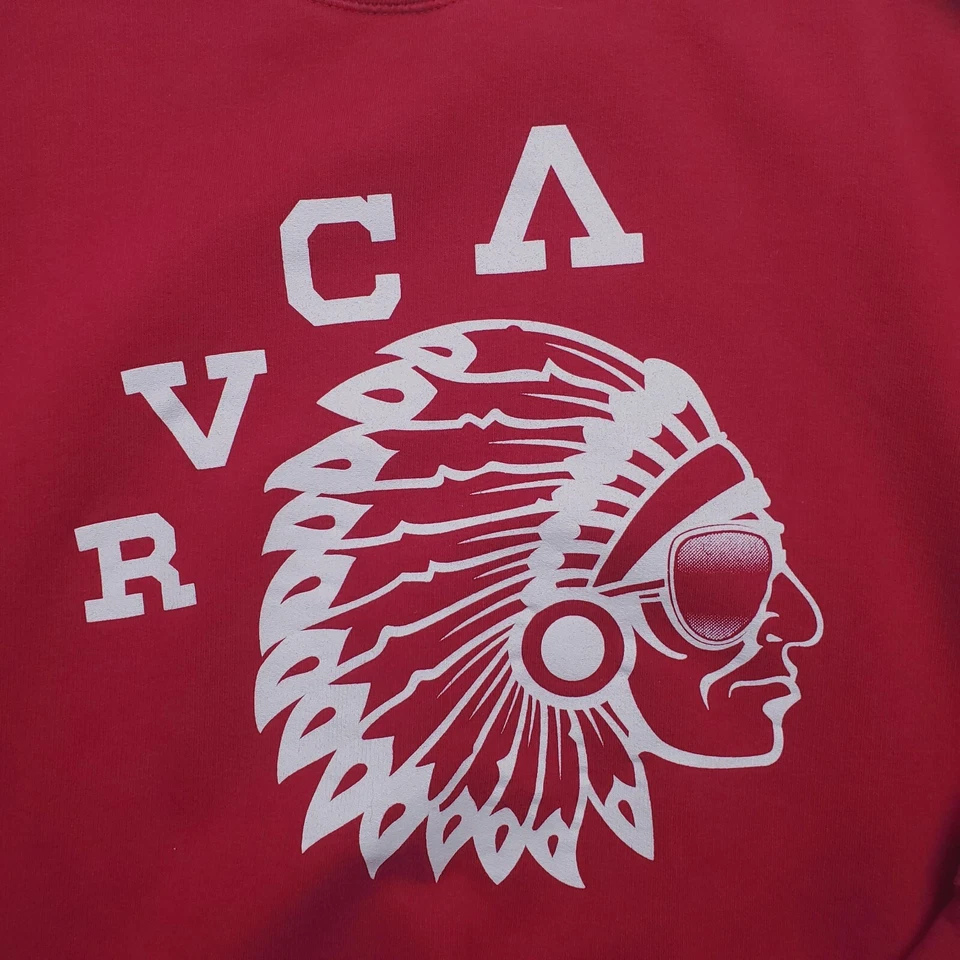 RVCA Sudadera Para Hombres Grande Borgoña Gris Cabeza India Jefe Pullover Suéter Foto 2 de 4