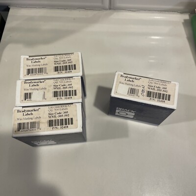 4 Boxes (3 New, 1 Partial) BRADY WML-305-502 Wire Marking Labels 32418 White