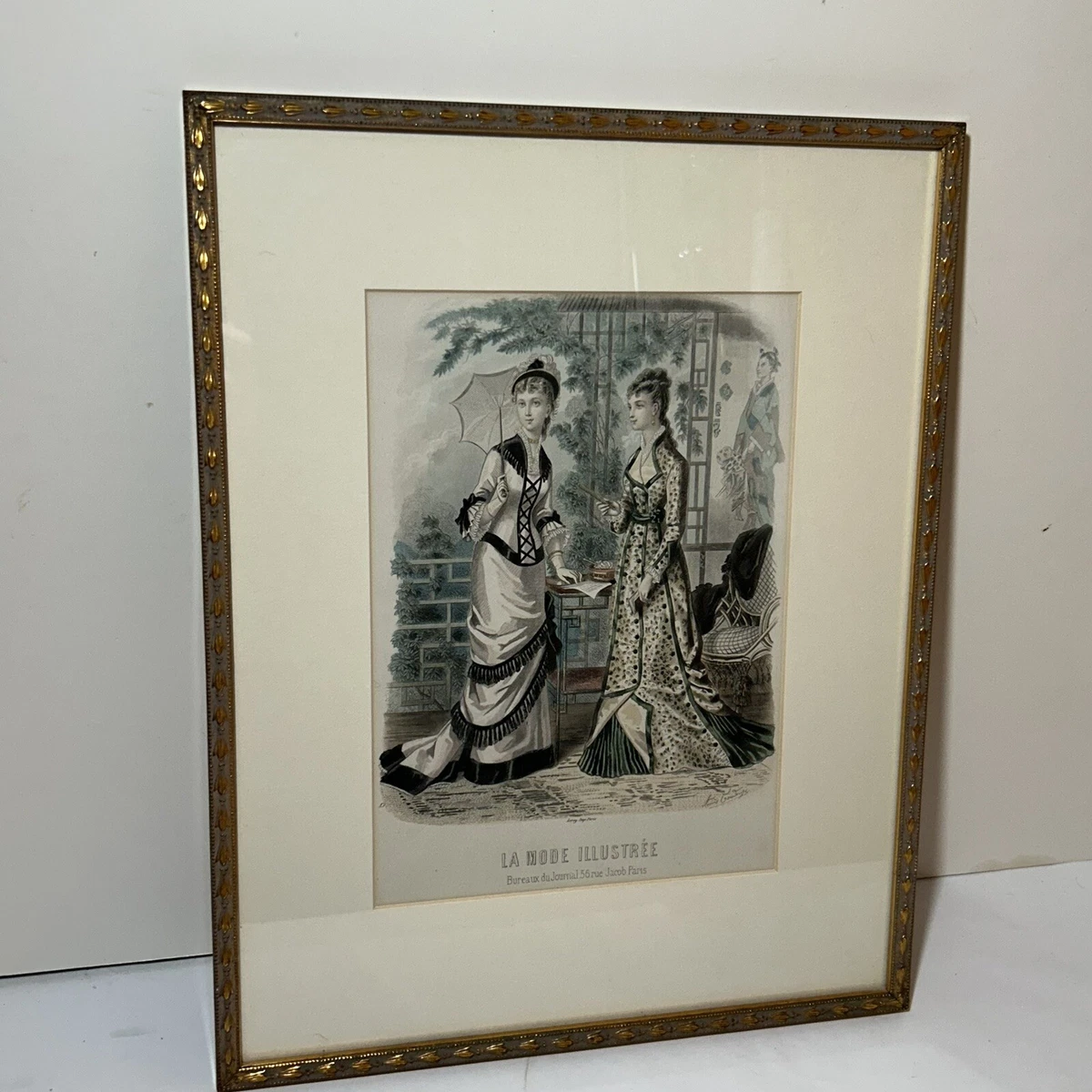 Gravure De Mode Vintage Encadrée - Cadre Doré - Dimensions 38x27 Cm - Déco Murale