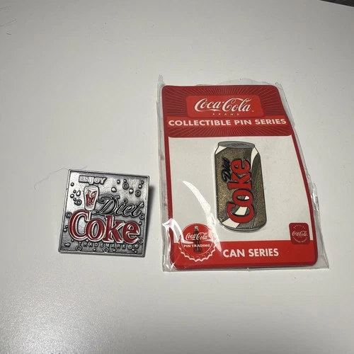 Vintage 1990s Enjoy Diet Coke Coca Cola Logo Pins Lot of 2